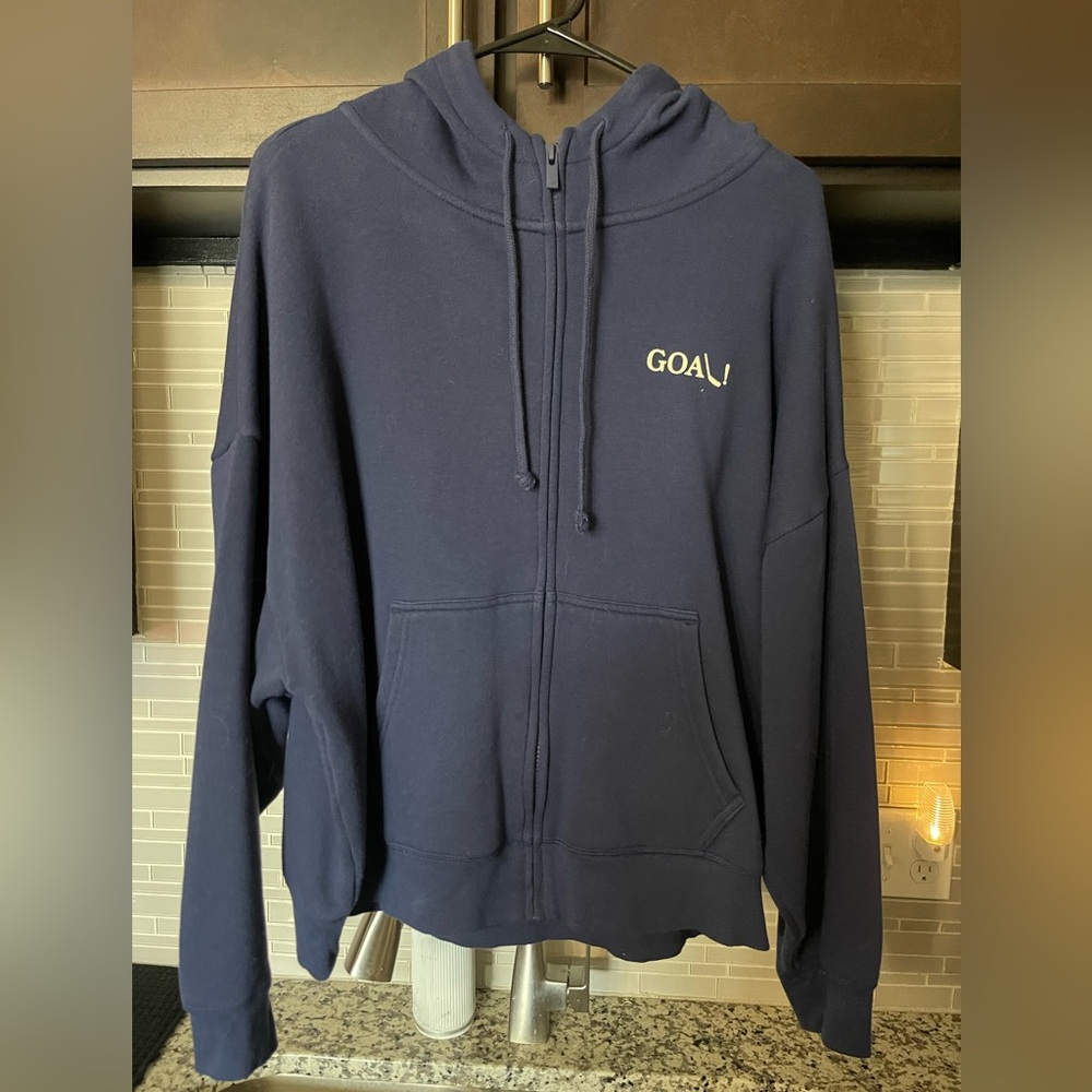 PINK Victoria's Secret Navy 'GOAL!' Zip-Up Hoodie